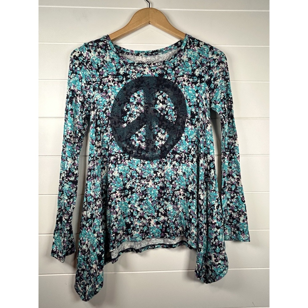 Mudd Girls 14 Long Sleeve Floral‎ Top Peace